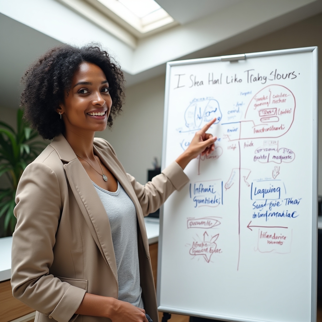 Instructor pointing to a whiteboard diagram explaining inflammation during a live online cooking session